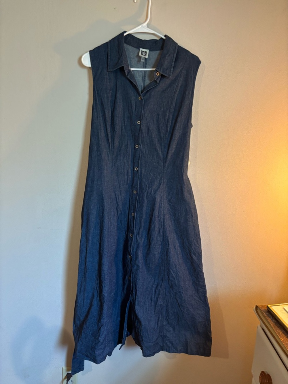 Anne Klein Dark Indigo Chambray Shirt Dress - Picture 2 of 4